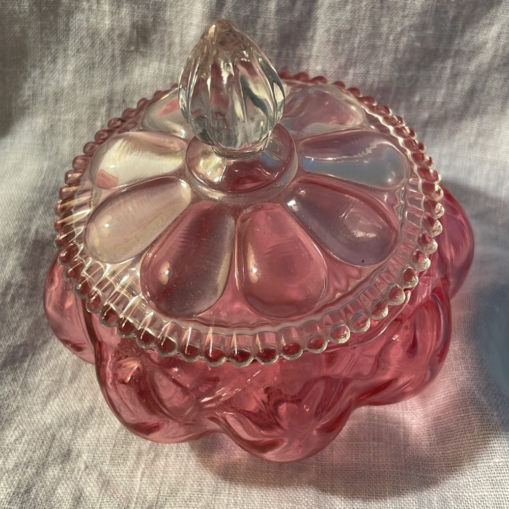 Vintage Fenton Cranberry Glass Perfume bottles and Trinket Box Set - Picture 5 of 5